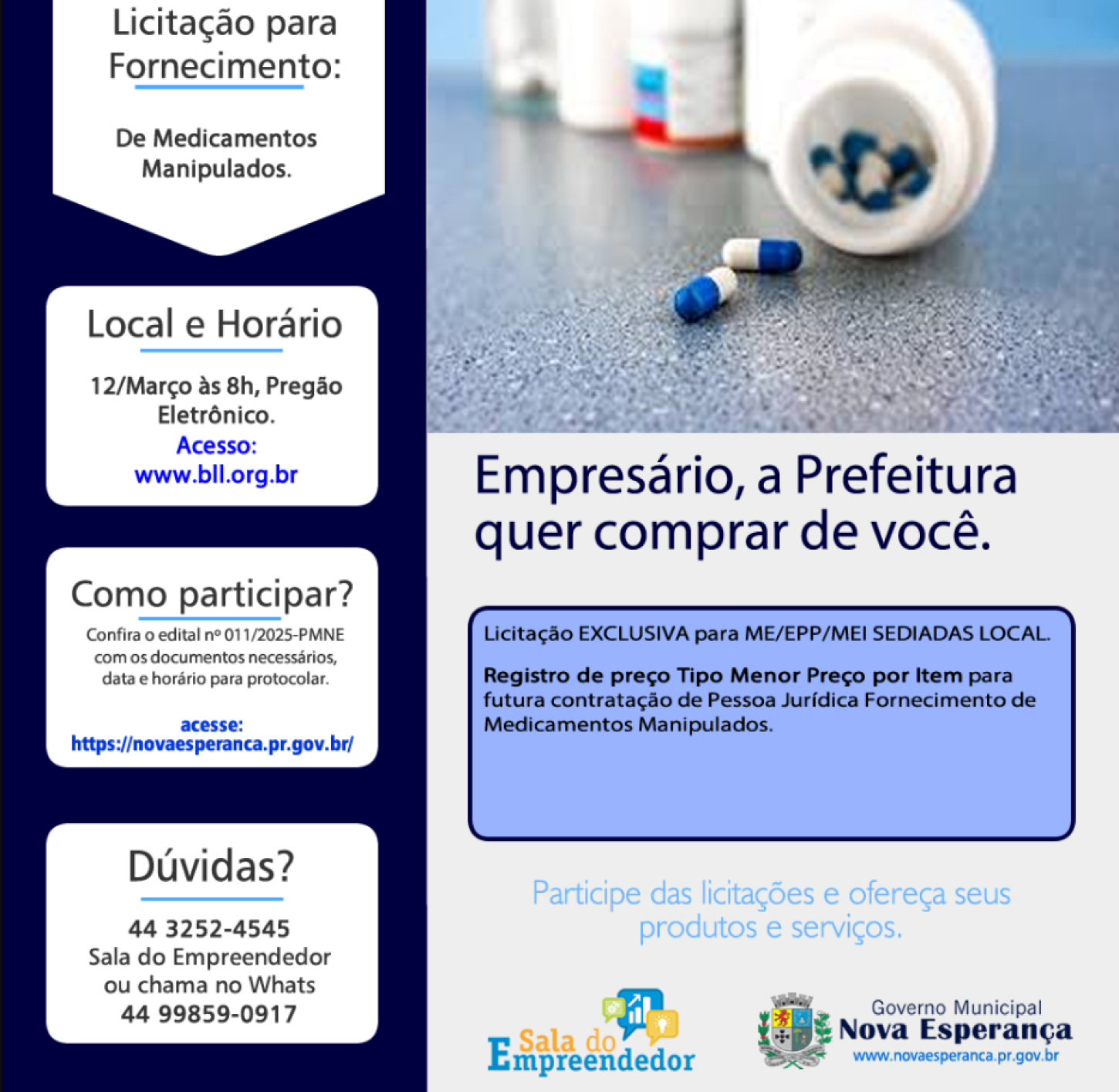 Mandaguaçu: Licitação exclusiva para ME/EPP/MEI MUNICIPAL– Medicamentos Manipulados