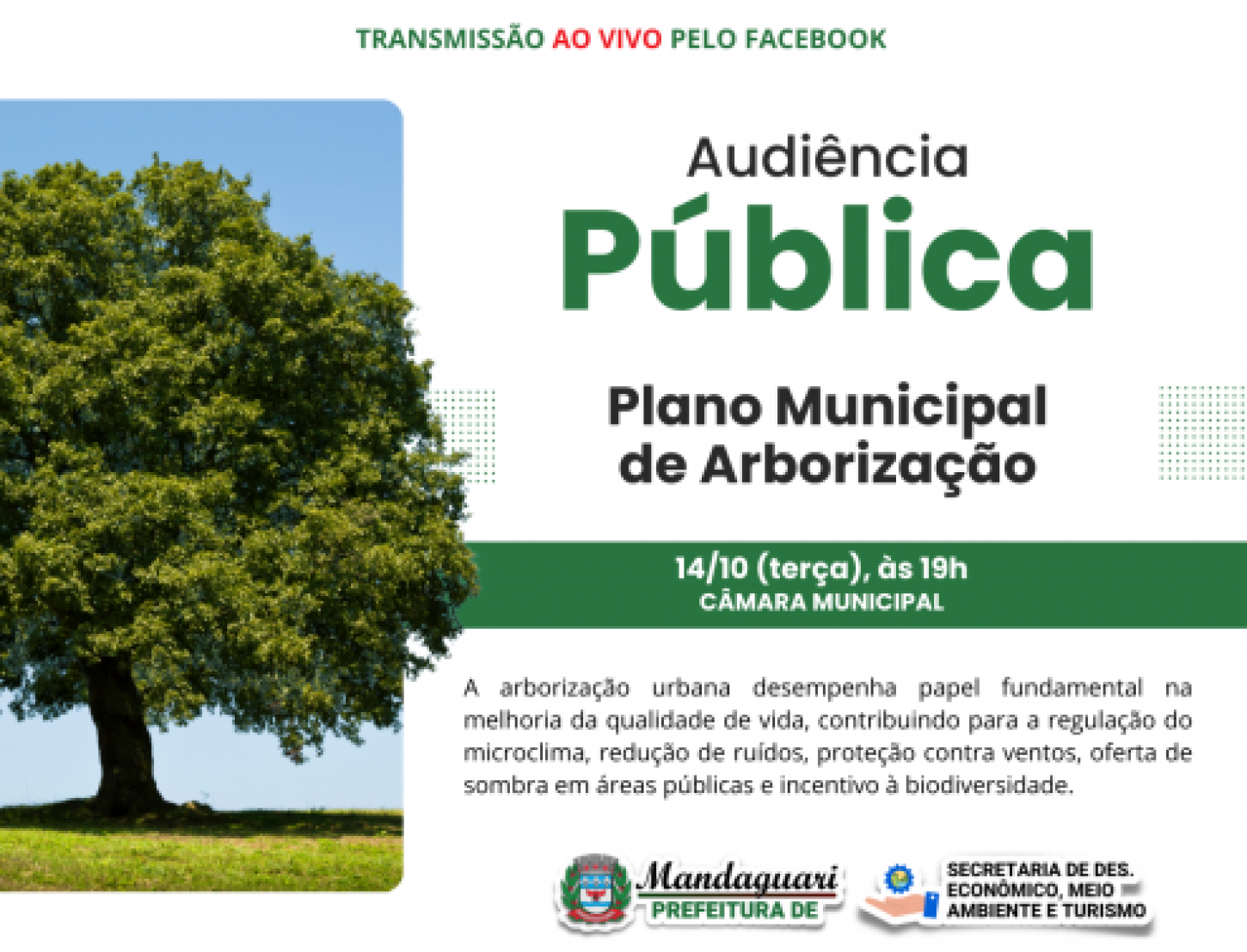 Prefeitura de Mandaguari promove audiência sobre o Plano Municipal de Arborização