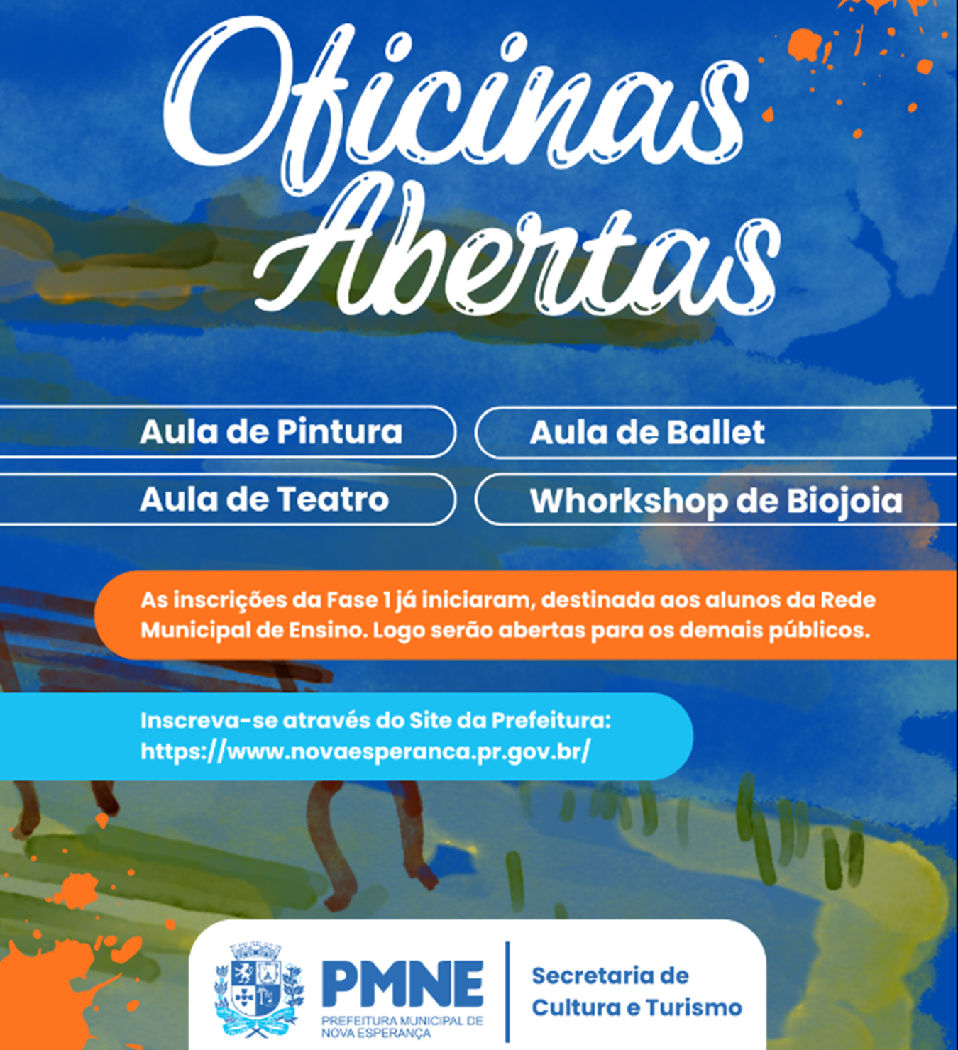 Nova Esperança: Inscrições abertas para Oficinas Culturais de 2026