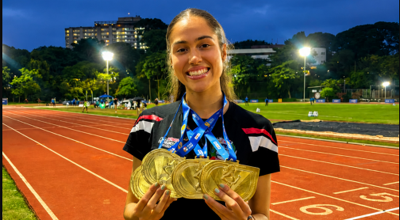 Atleta Sabrina Pena conquista quatro ouros no Brasileiro Sub-23 e leva o nome de Mandaguari ao topo do atletismo nacional