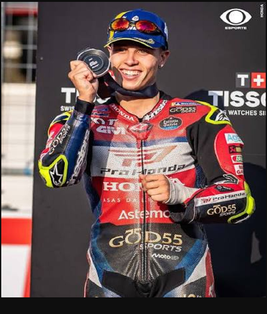 MotoGP: Brasileiro Diogo Moreira celebra pódio com segundo lugar na Sprint no Japão