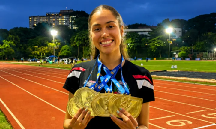Atleta Sabrina Pena conquista quatro ouros no Brasileiro Sub-23 e leva o nome de Mandaguari ao topo do atletismo nacional