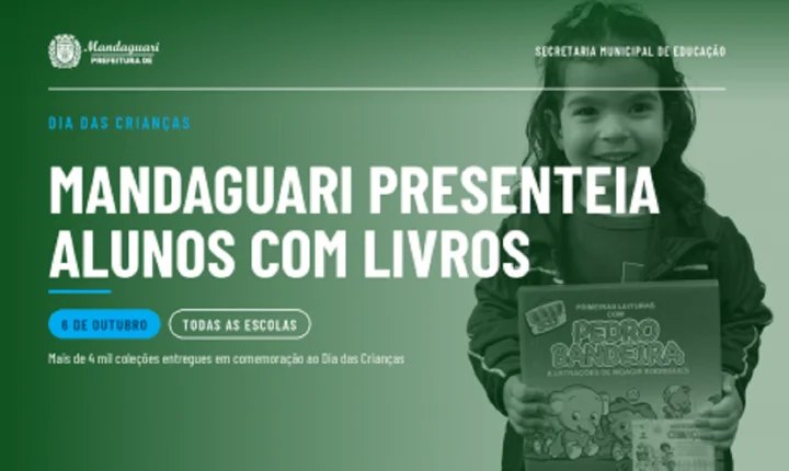 Dia das Crianças: Prefeitura entrega mais de 4 mil coleções literárias aos estudantes da rede municipal